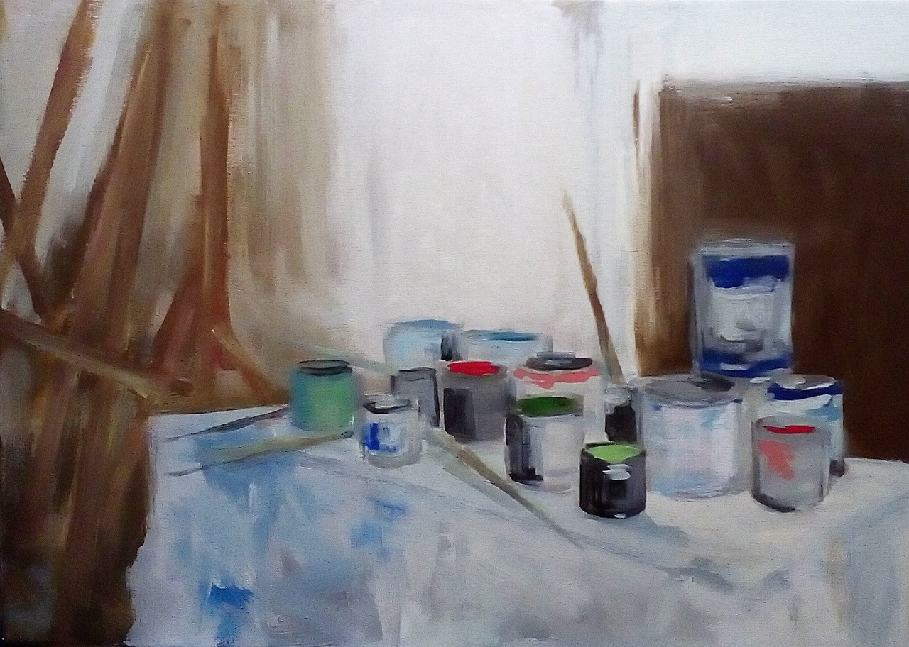 Atelieransicht - Atelier von Clemens Groth, 2017, Acryllack auf Leinwand, 70x50cm