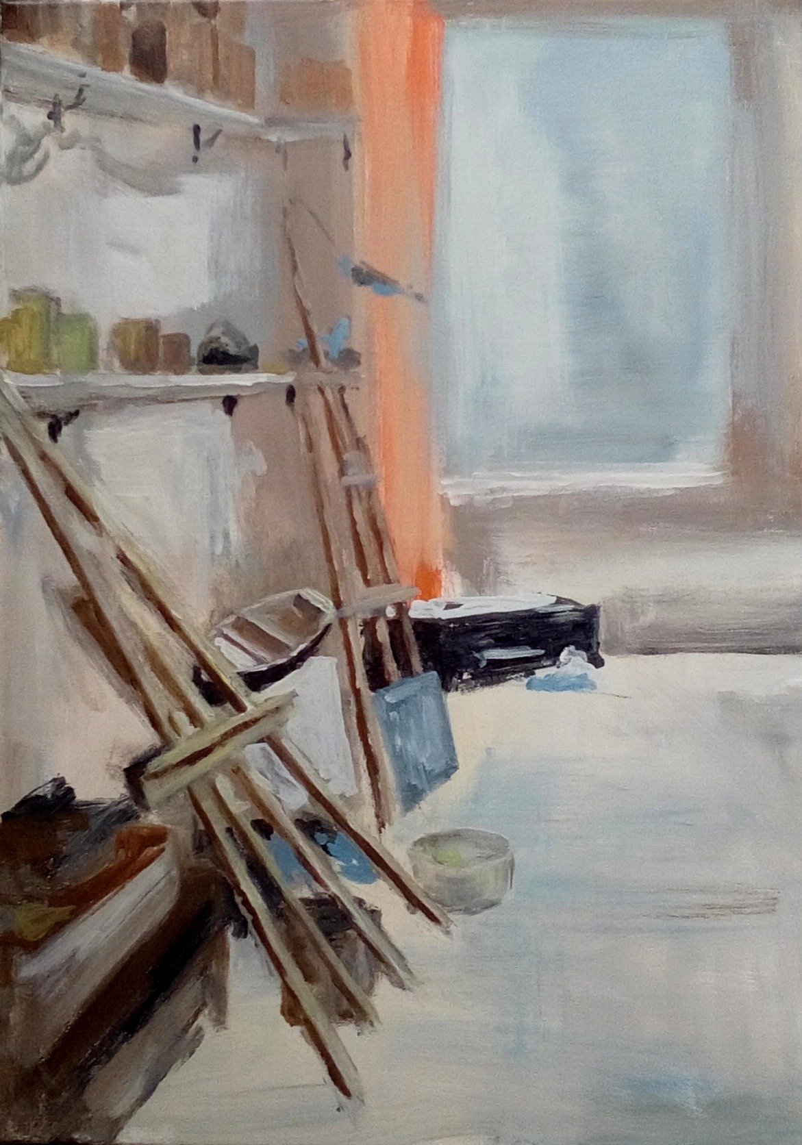 Im Atelier - Atelier von Clemens Groth, 2017, Acryllack auf Leinwand, 50x70cm