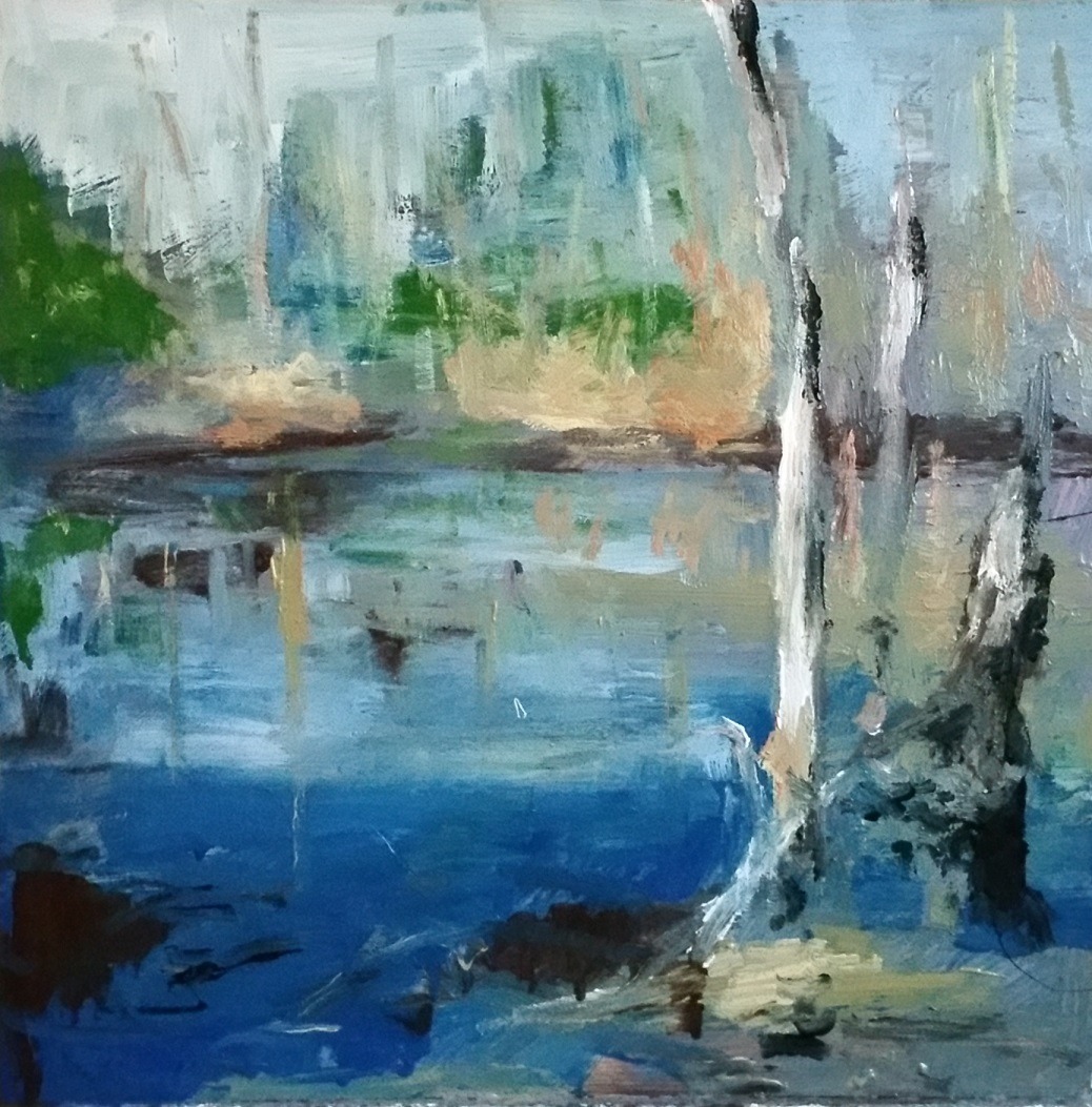 Komposition - Landschaft von Clemens Groth, 2020, Acryllack auf Holz, 50x50cm