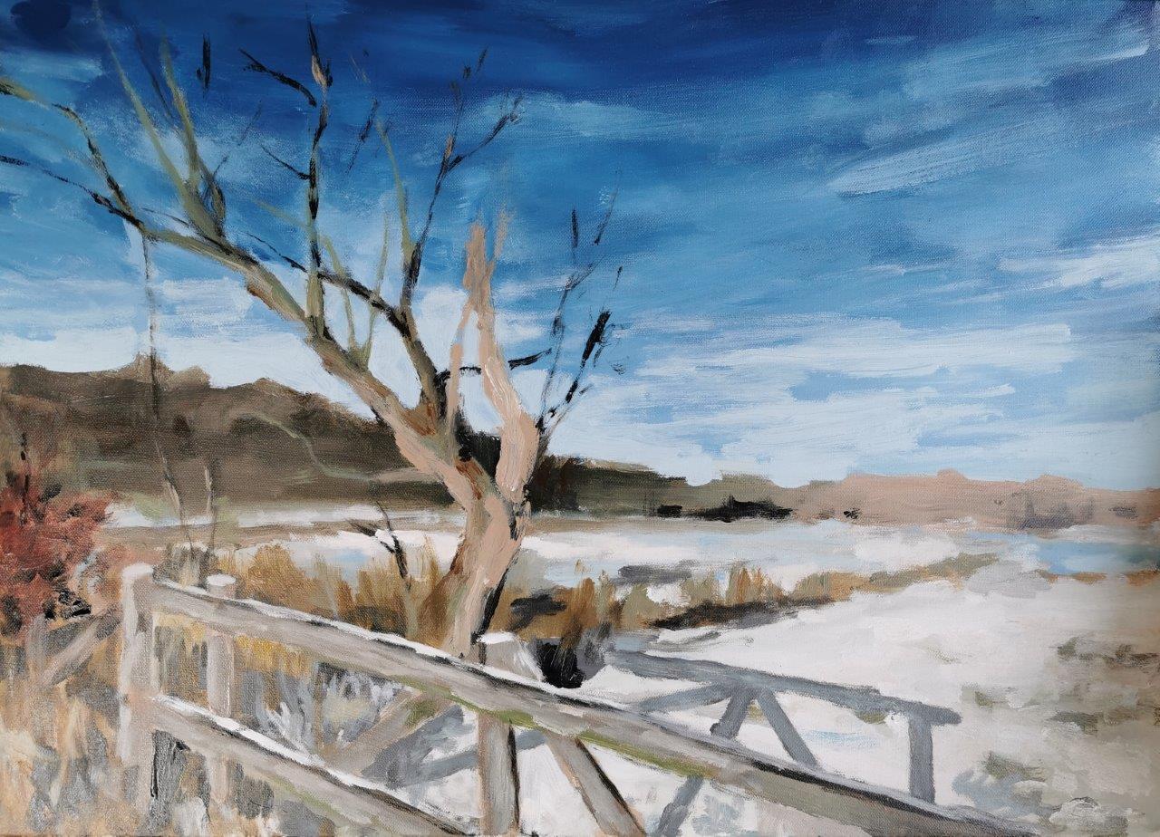 Winter in Stade - Stadtansichten von Clemens Groth, 2022, Acryl auf Leinwand, 50x70cm