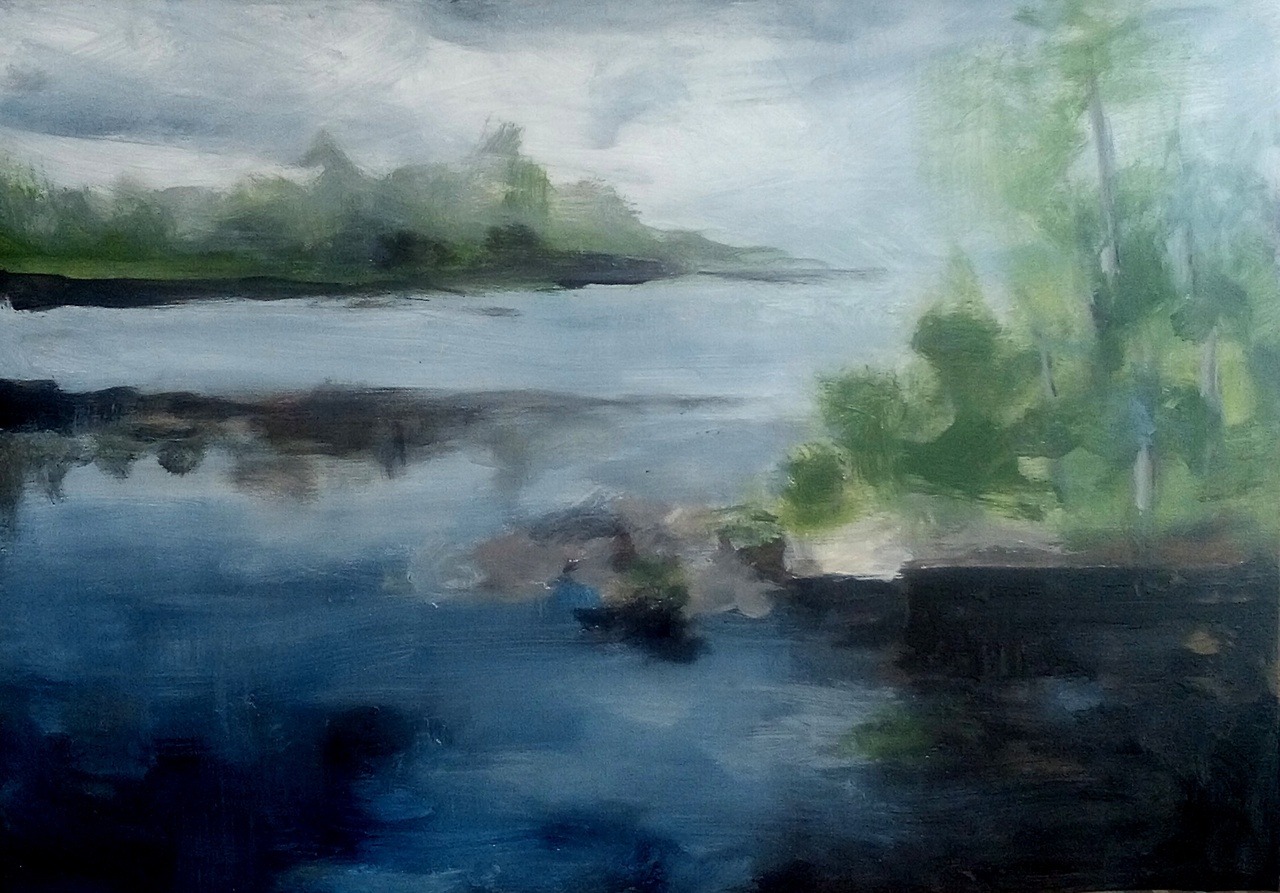 Experimentelle Arbeit - Landschaft von Clemens Groth, 2016, Wasserbasierter Lack auf Leinwand, 100x80cm