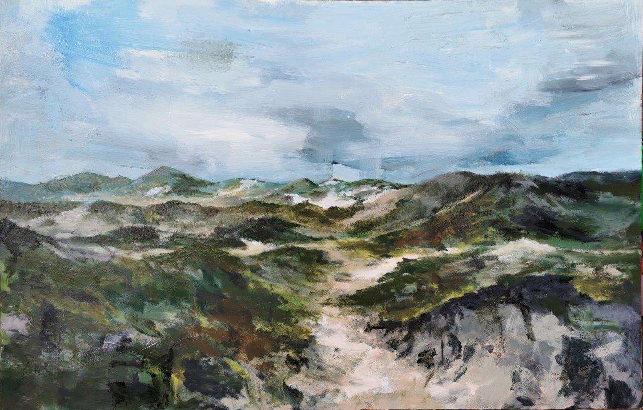 Gemälde Meer: Dünen auf Amrum - Landschaft von Clemens Groth, 2023, Acryl auf Holz, 40x60cm