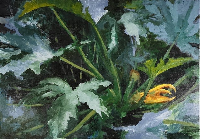 Zucchini - Landschaft von Clemens Groth, 2020, Acryllack auf Leinwand, 60x80cm