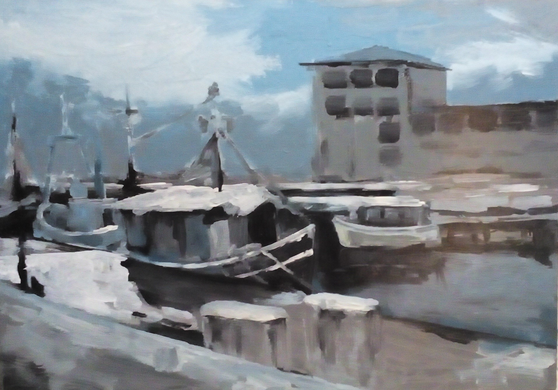 Rügen - Stadtansichten von Clemens Groth, 2017, Acryllack auf Leinwand, 50x70cm