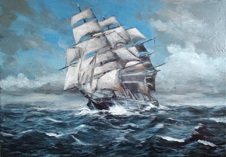 Segelschiff 6 - Maritim von Clemens Groth, 2018, Acryllack auf Leinwand, 60x80cm