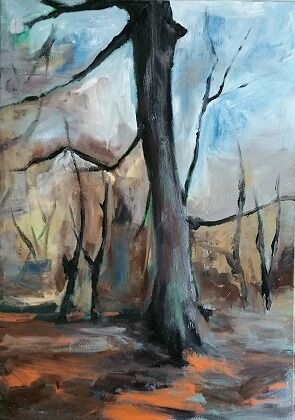 Buche - Landschaft von Clemens Groth, 2018, Acryllack auf Leinwand, 70x50cm