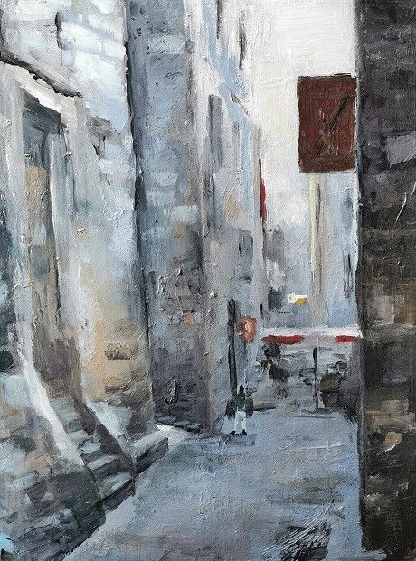 Sartene, Korsika - Stadtansichten von Clemens Groth, 2020, Acryllack auf Leinwand, 50x70cm