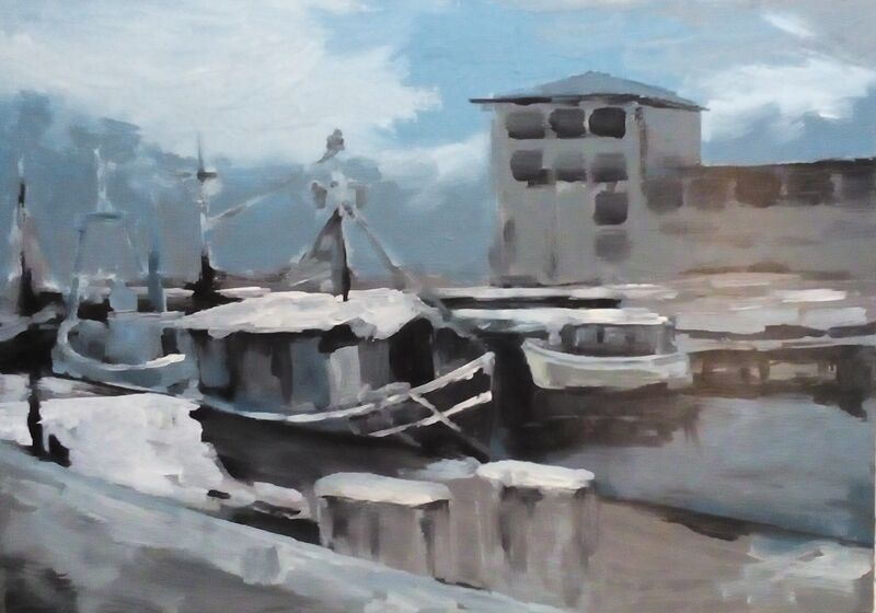Rügen - Stadtansichten von Clemens Groth, 2017, Acryllack auf Leinwand, 50x70cm