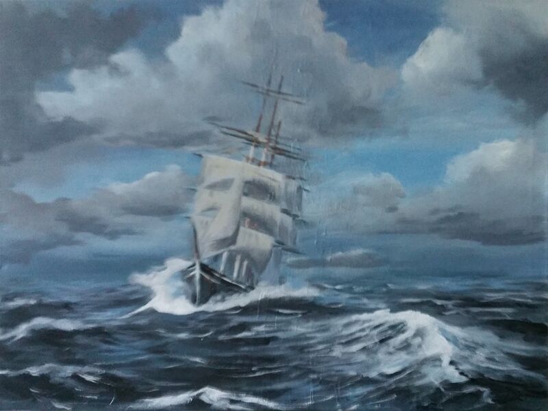 Segelschiff 8 - Maritim von Clemens Groth, 2019, Acryllack auf Leinwand, 70x50cm