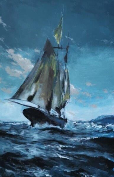 Ölgemälde Meer: Segelschiff 10 - Maritim von Clemens Groth, 2025